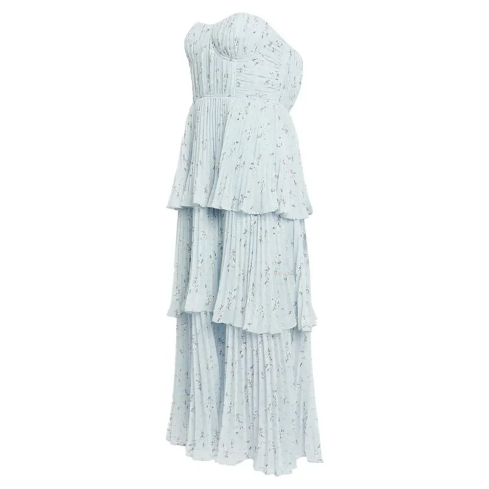 Blue Pleated Tiered Dress_2